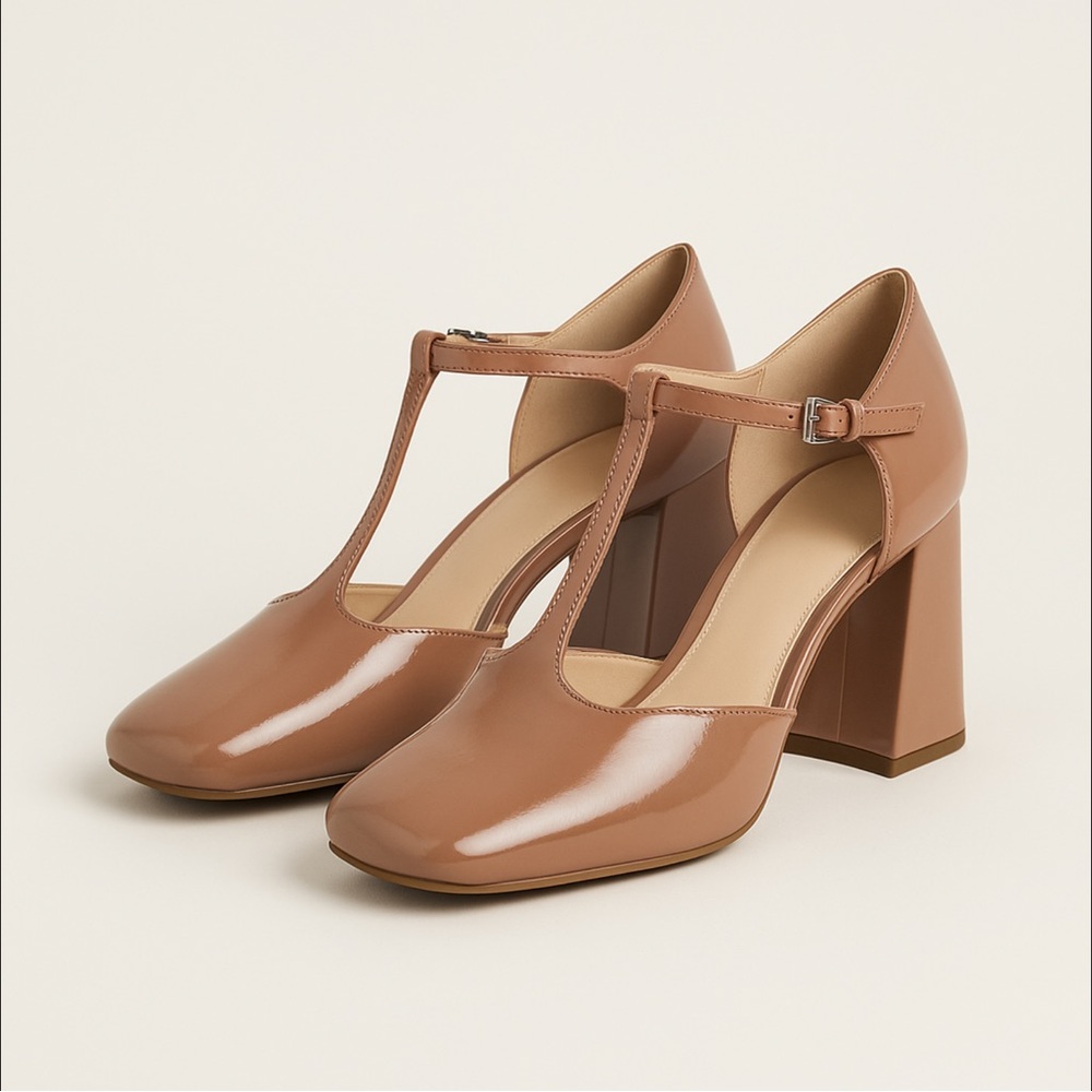 NWT Marc Fisher Cyrene Nude T-strap Pump